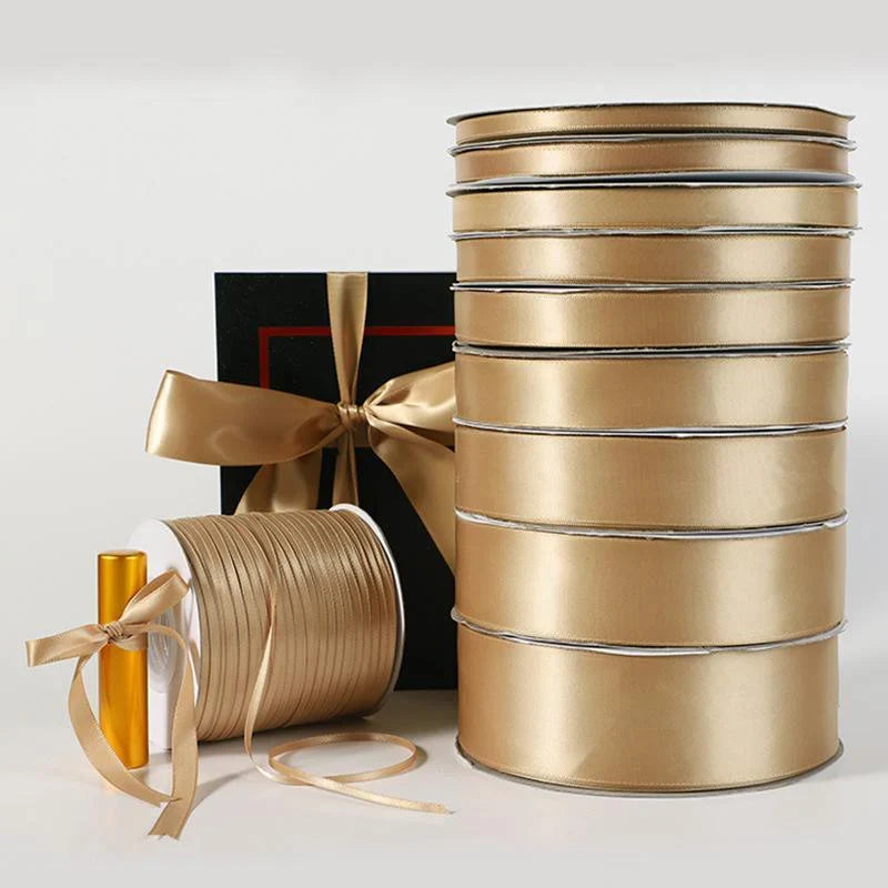 Luxurious and versatile gold ribbon for decorating and crafting.