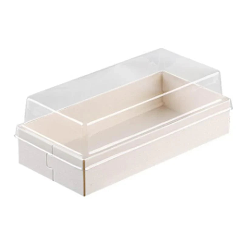 Cake containers with clear lids displaying a delicious cake inside