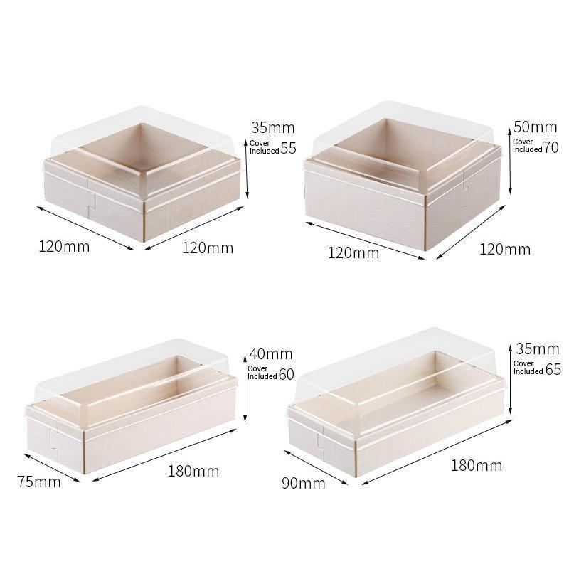 Cake containers with clear lids displaying a delicious cake inside