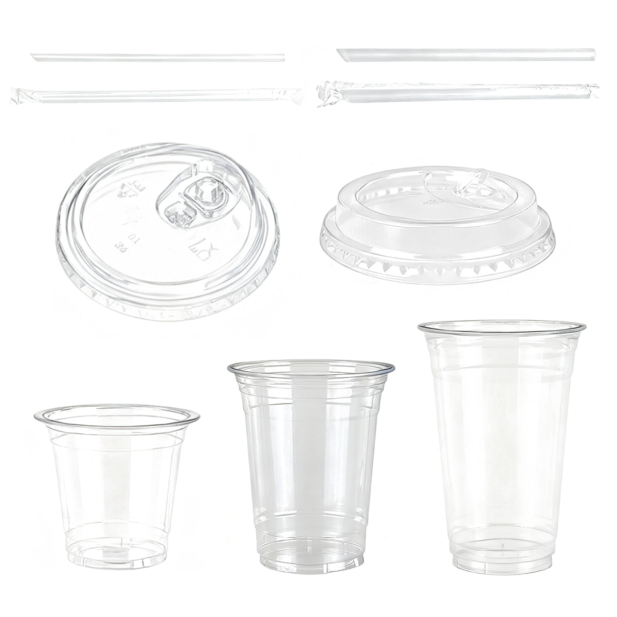 Disposable Plastic Cold Drink Cup with Lids Straws for Takeaway Beverage Use