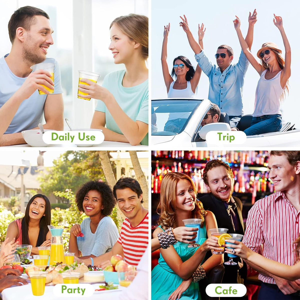 Disposable Plastic Cold Drink Cup with Lids Straws for Takeaway Beverage Use