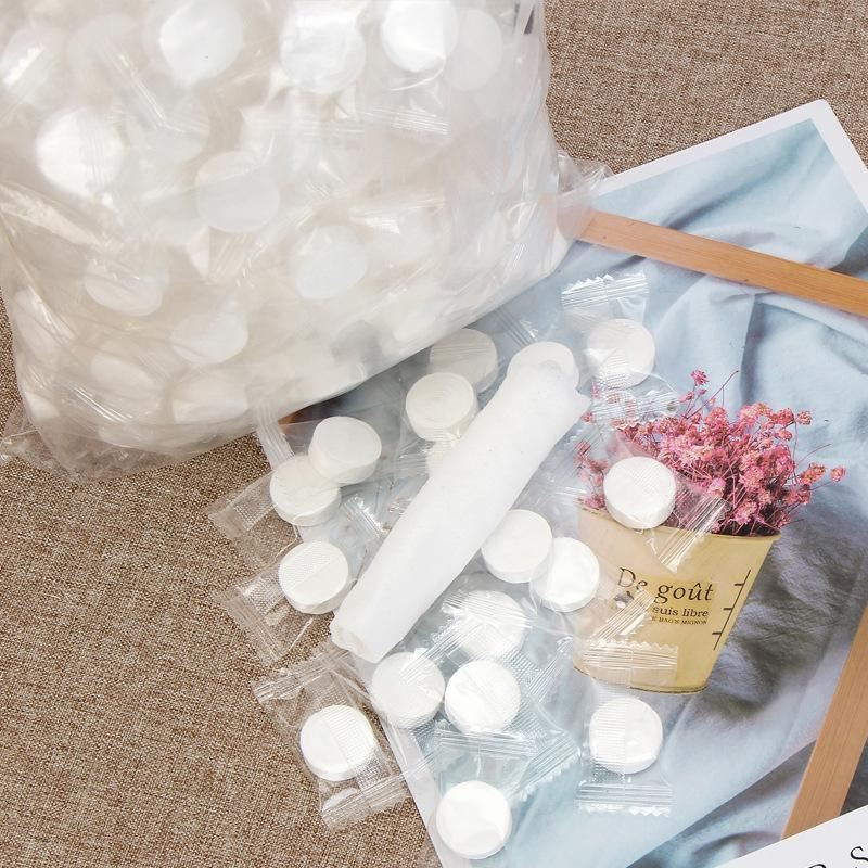 Compressed Towels 200PCS White Tablet Wash Cloth Spunlace Nonwoven Fabric - Discount Packaging Warehouse