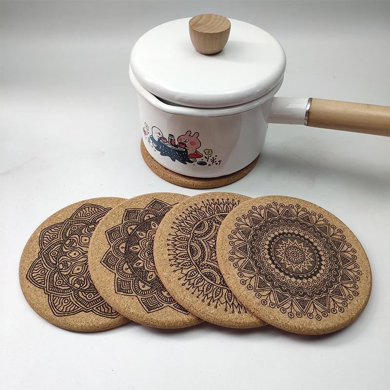 Cup Coasters With Iron Holder 12PCS 10x0.5cm Round Cork - Discount Packaging Warehouse