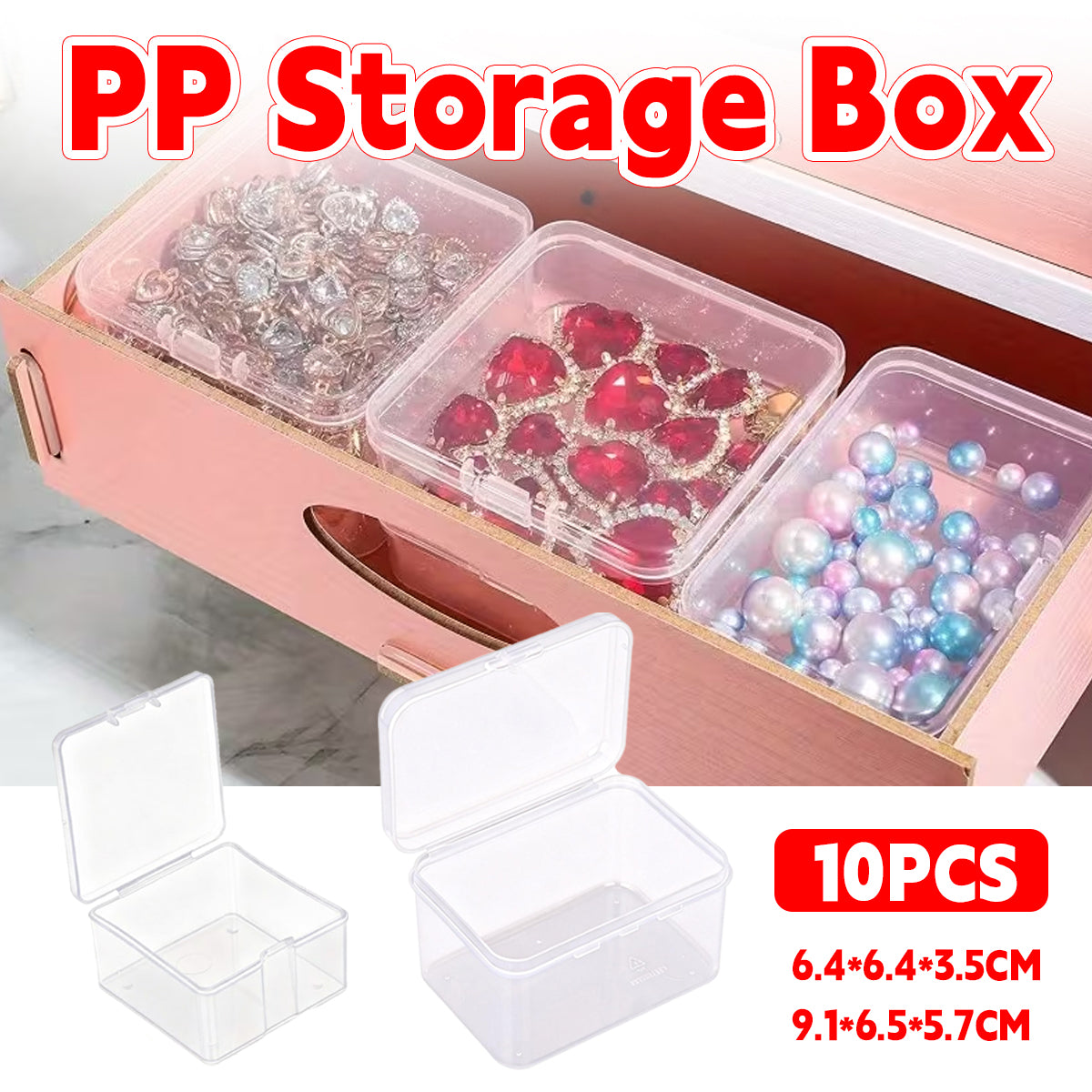 10PCS Mini Clear Plastic Storage Boxes Small Parts Organiser