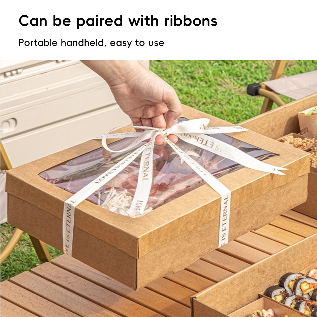 10PCS Kraft Paper Lunch Boxes Food Grade Disposable Bento Packaging