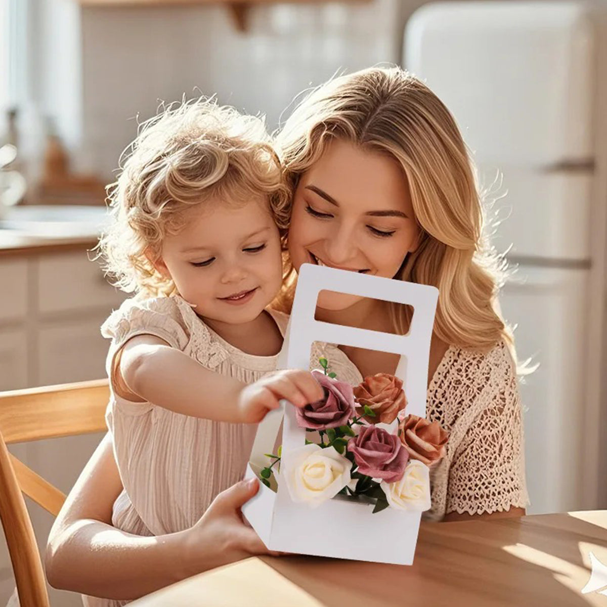 30PCS Kraft Paper Flower Gift Boxes with Handle for Wedding Favors