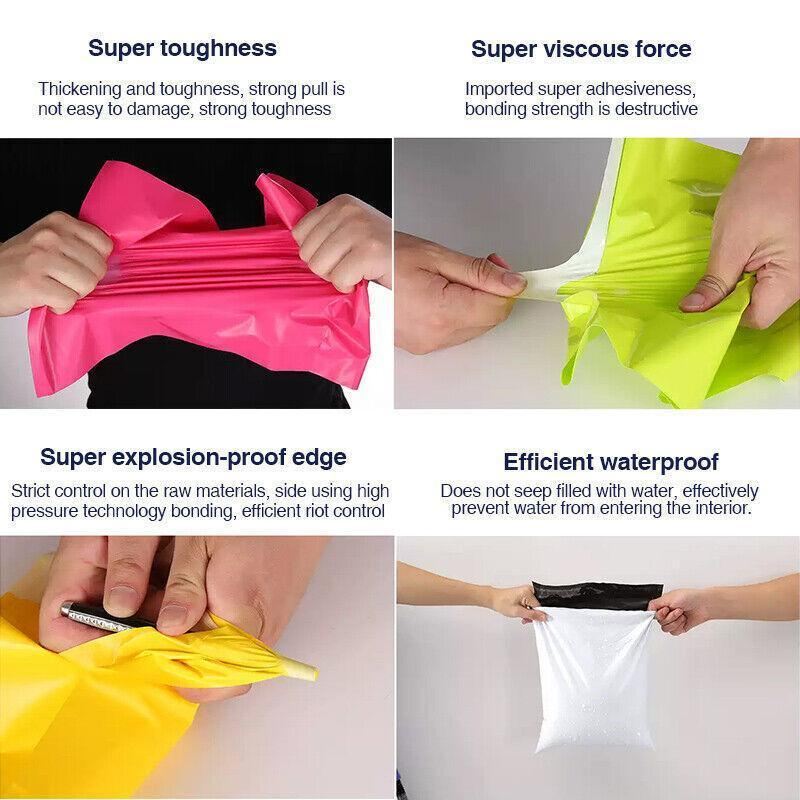 A stack of secure and durable polymailers ready for shipping various items.