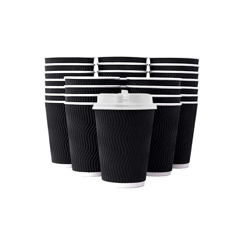 Stack of Disposable Coffee Cups ready for morning coffee rush