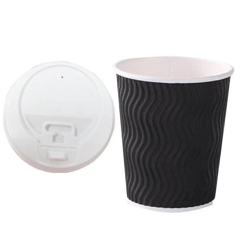 Stack of Disposable Coffee Cups ready for morning coffee rush