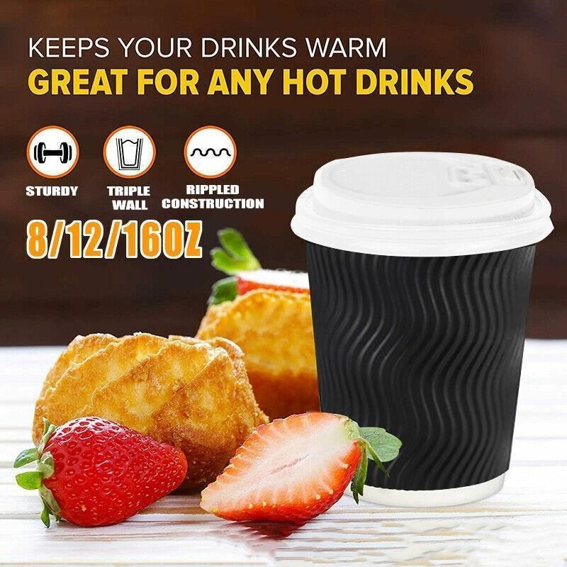 Stack of Disposable Coffee Cups ready for morning coffee rush