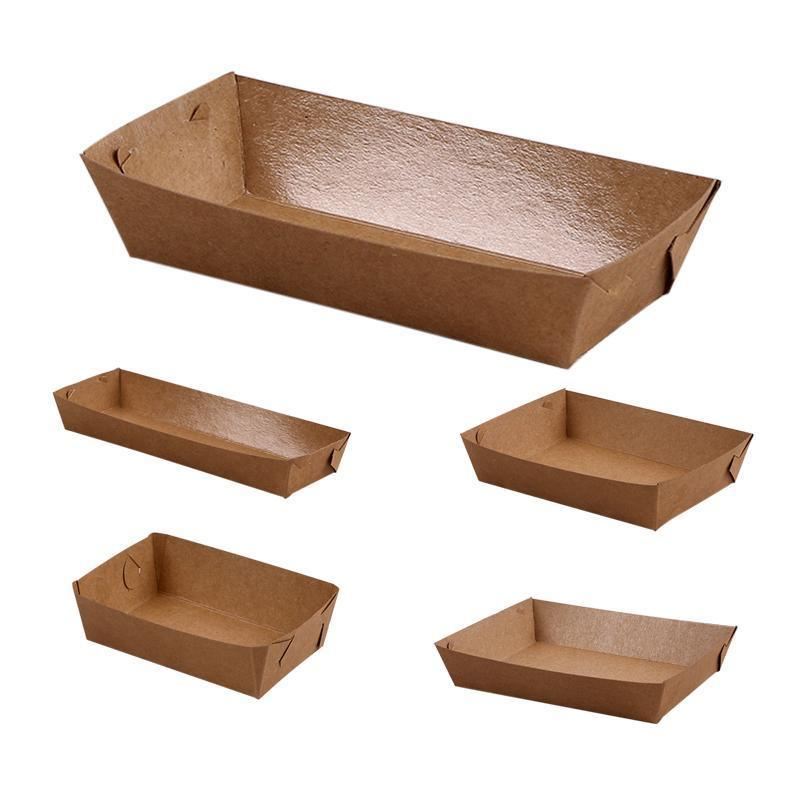 Disposable Kraft Food Trays 500PCS 5Sizes Takeaway Container - Discount Packaging Warehouse