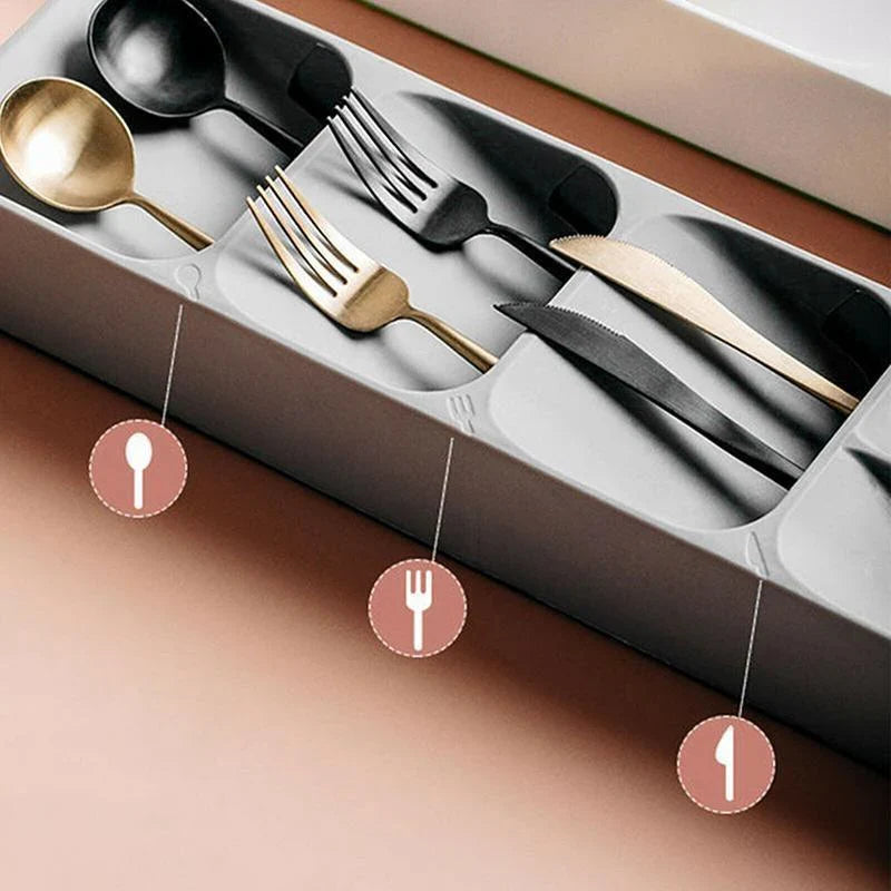 Drawer Cutlery Storage Organiser 1PC 2Colours PP Utensil Divider Organizer - Discount Packaging Warehouse