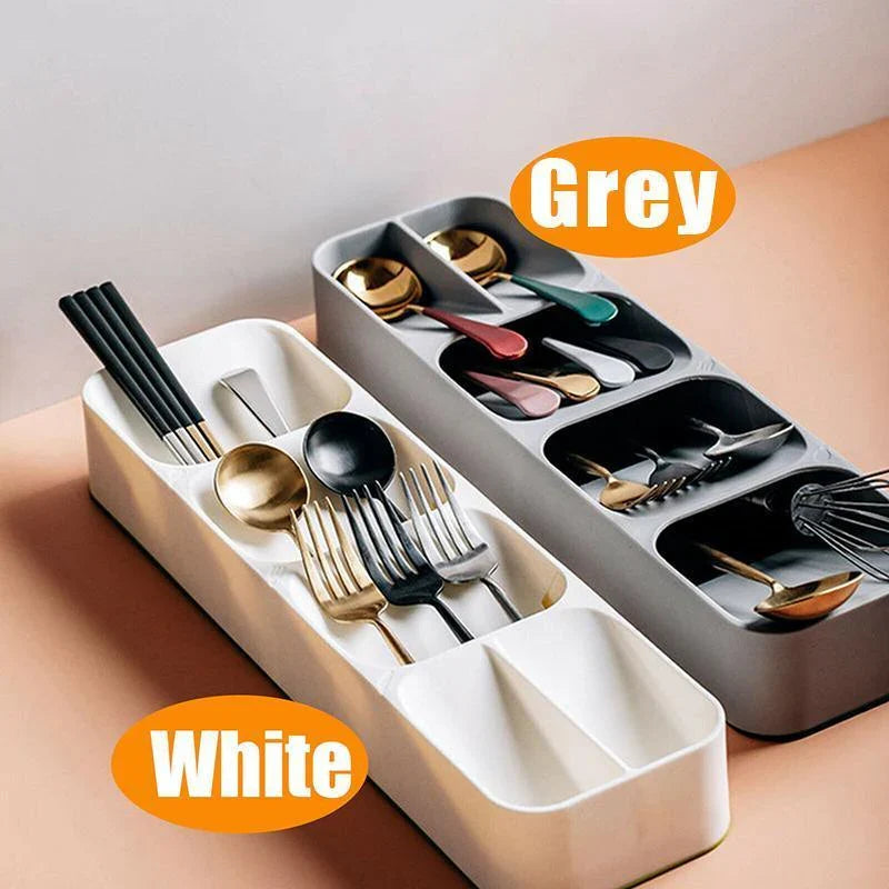 Drawer Cutlery Storage Organiser 1PC 2Colours PP Utensil Divider Organizer - Discount Packaging Warehouse