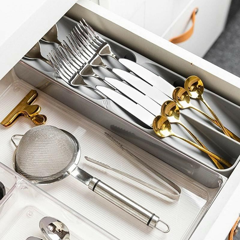 Drawer Cutlery Storage Organiser 1PC 2Colours PP Utensil Divider Organizer - Discount Packaging Warehouse
