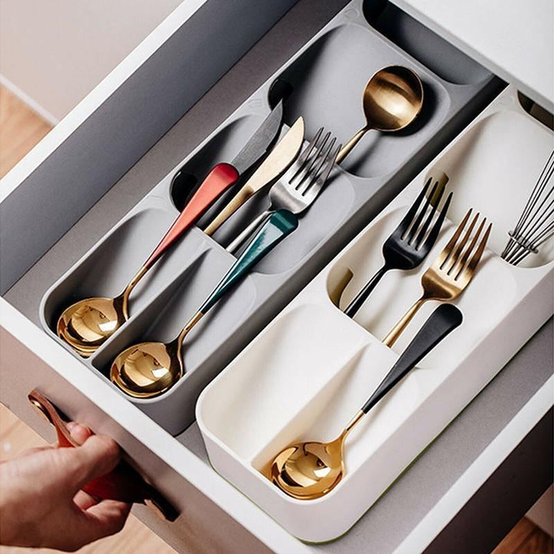 Drawer Cutlery Storage Organiser 1PC 2Colours PP Utensil Divider Organizer - Discount Packaging Warehouse
