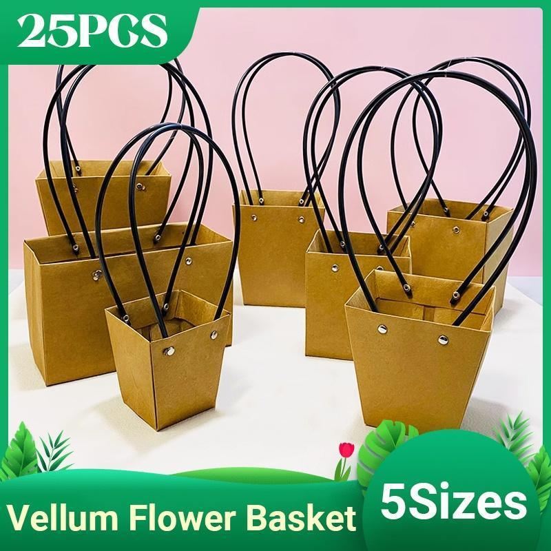 Elegant paper flower baskets showcasing floral arrangements