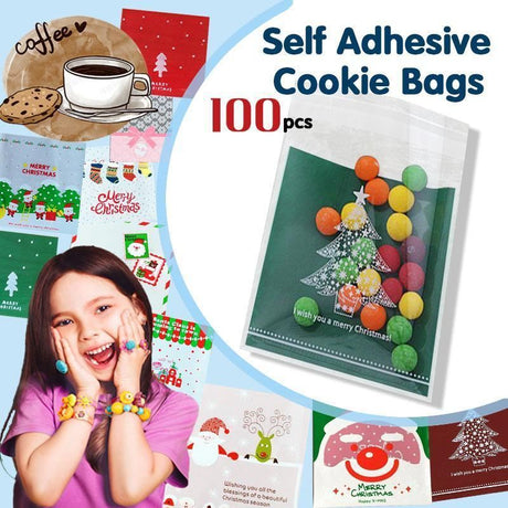 Assorted Christmas Gift Pouches decorated with festive ribbons and snowflakes