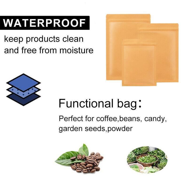 Set of durable brown kraft paper bags with aluminum foil