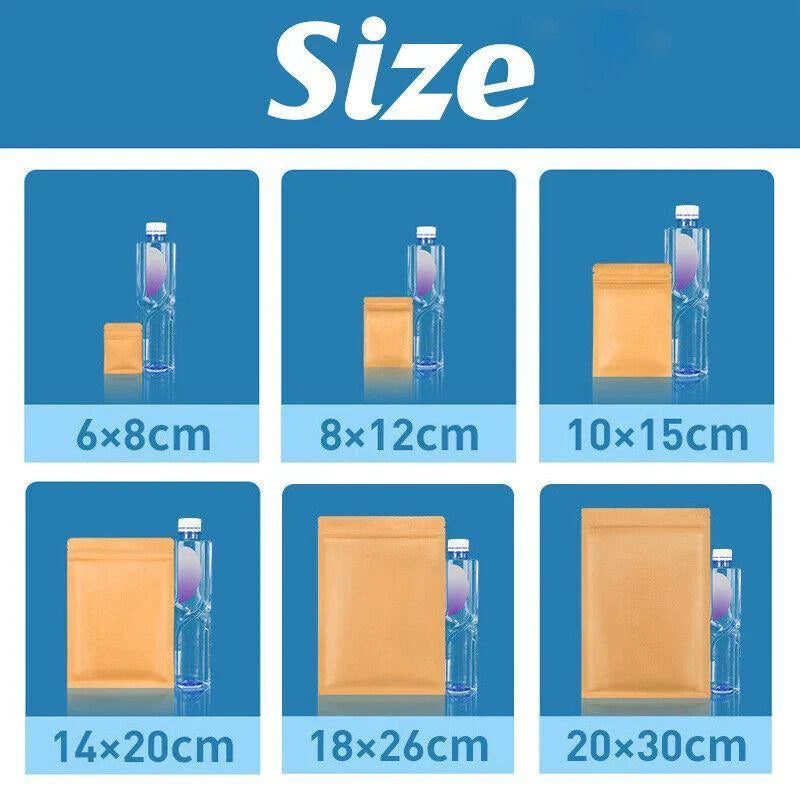 Set of durable brown kraft paper bags with aluminum foil