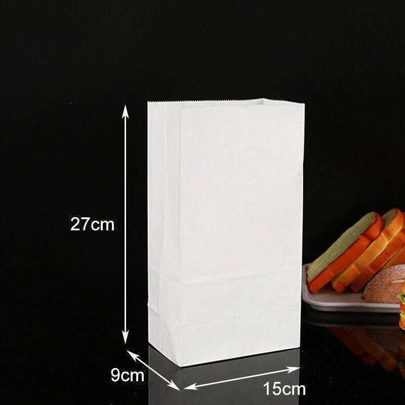 Elegant and durable white paper bags with bread