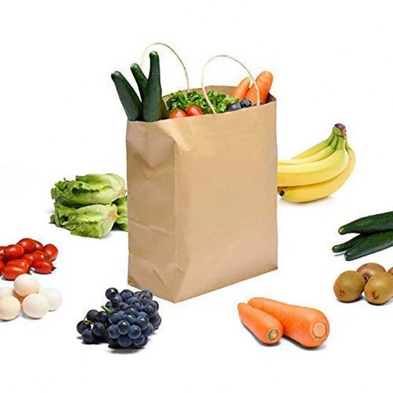A selection of Paper Bags with Handles in various sizes on a store display