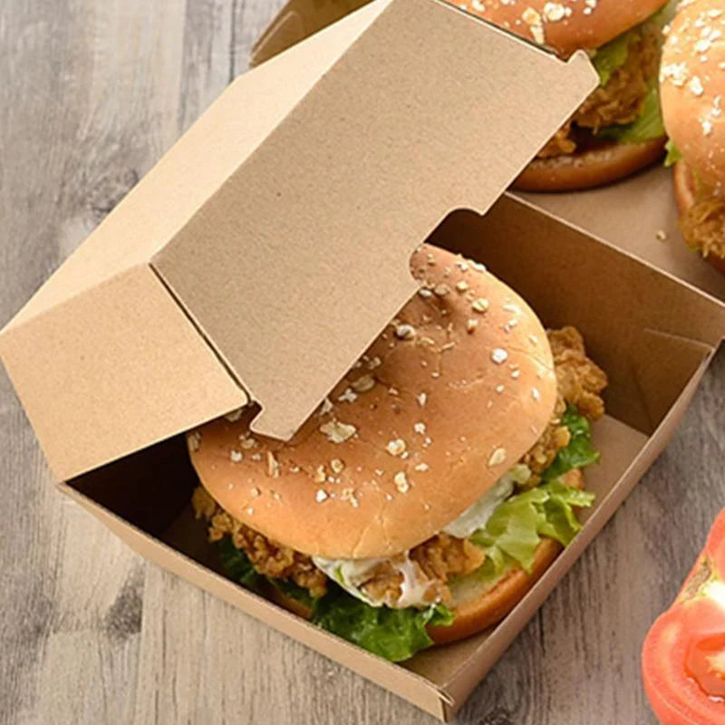 Durable burger box with secure closure and eco-friendly design