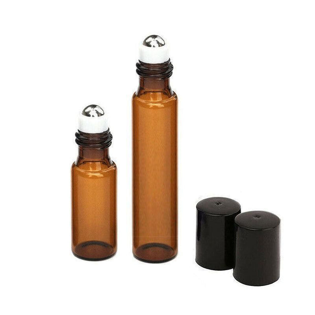 Essential Oil Roller Bottle 5-50PCS 2Sizes Amber Glass 5/10ml Storage Bottle - Discount Packaging Warehouse