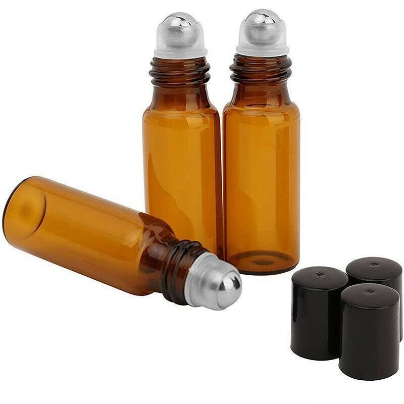 Essential Oil Roller Bottle 5-50PCS 2Sizes Amber Glass 5/10ml Storage Bottle - Discount Packaging Warehouse