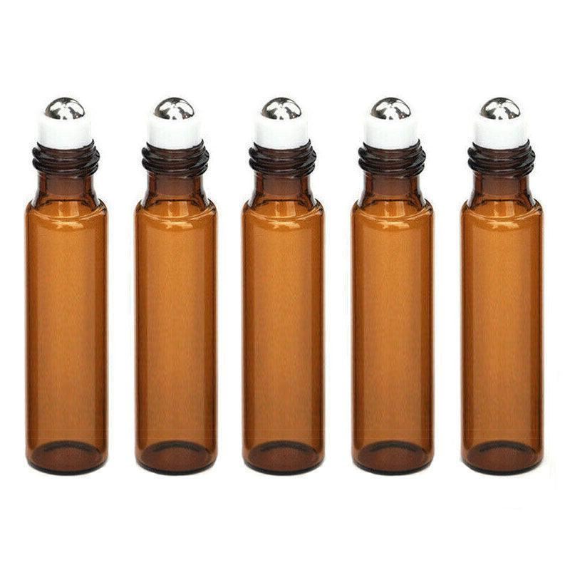 Essential Oil Roller Bottle 5-50PCS 2Sizes Amber Glass 5/10ml Storage Bottle - Discount Packaging Warehouse
