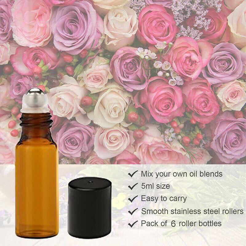 Essential Oil Roller Bottle 5-50PCS 2Sizes Amber Glass 5/10ml Storage Bottle - Discount Packaging Warehouse