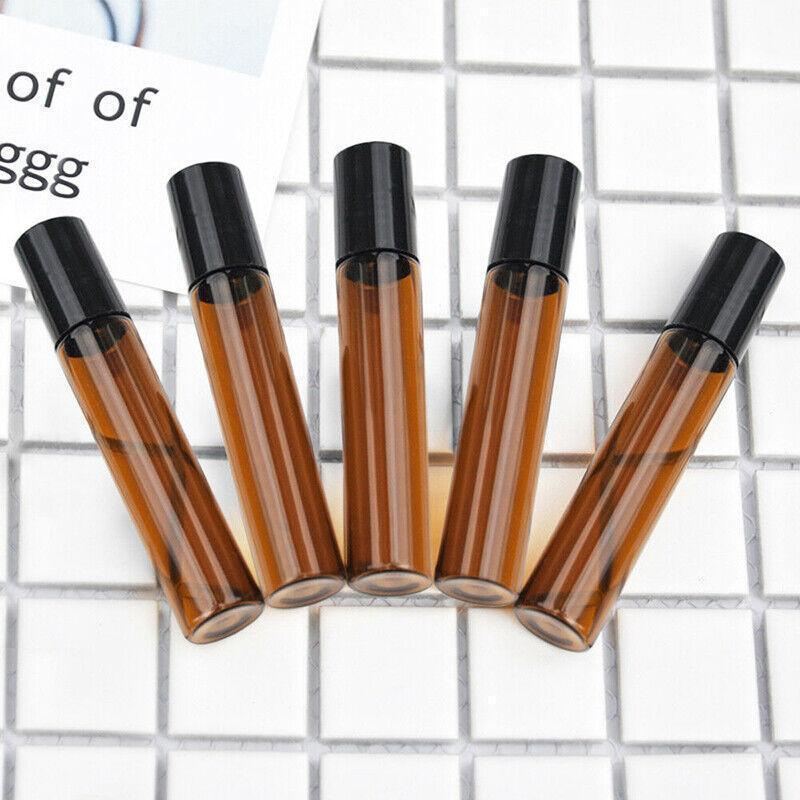 Essential Oil Roller Bottle 5-50PCS 2Sizes Amber Glass 5/10ml Storage Bottle - Discount Packaging Warehouse