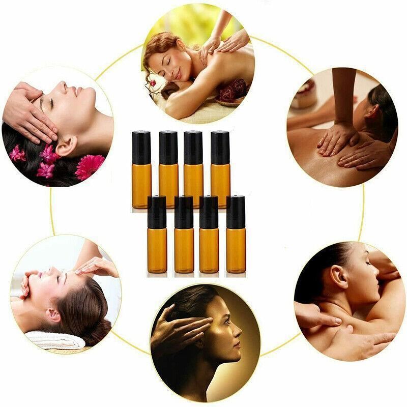 Essential Oil Roller Bottle 5-50PCS 2Sizes Amber Glass 5/10ml Storage Bottle - Discount Packaging Warehouse