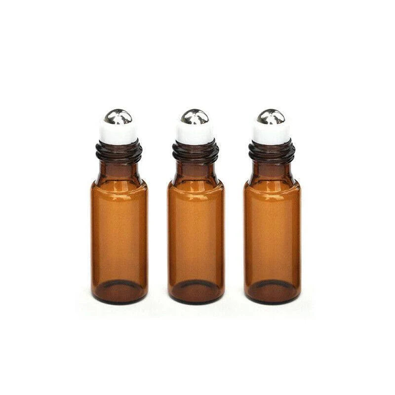 Essential Oil Roller Bottle 5-50PCS 2Sizes Amber Glass 5/10ml Storage Bottle - Discount Packaging Warehouse