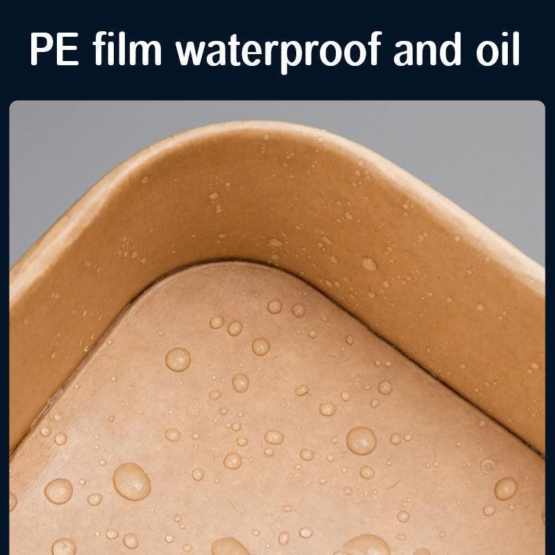 An assortment of food served in high-quality disposable bowls at a festive gathering.