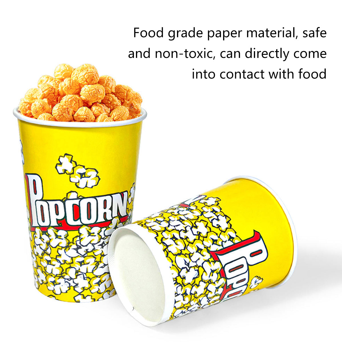 50PCS Disposable Popcorn Buckets Food Grade Paper Snack Containers