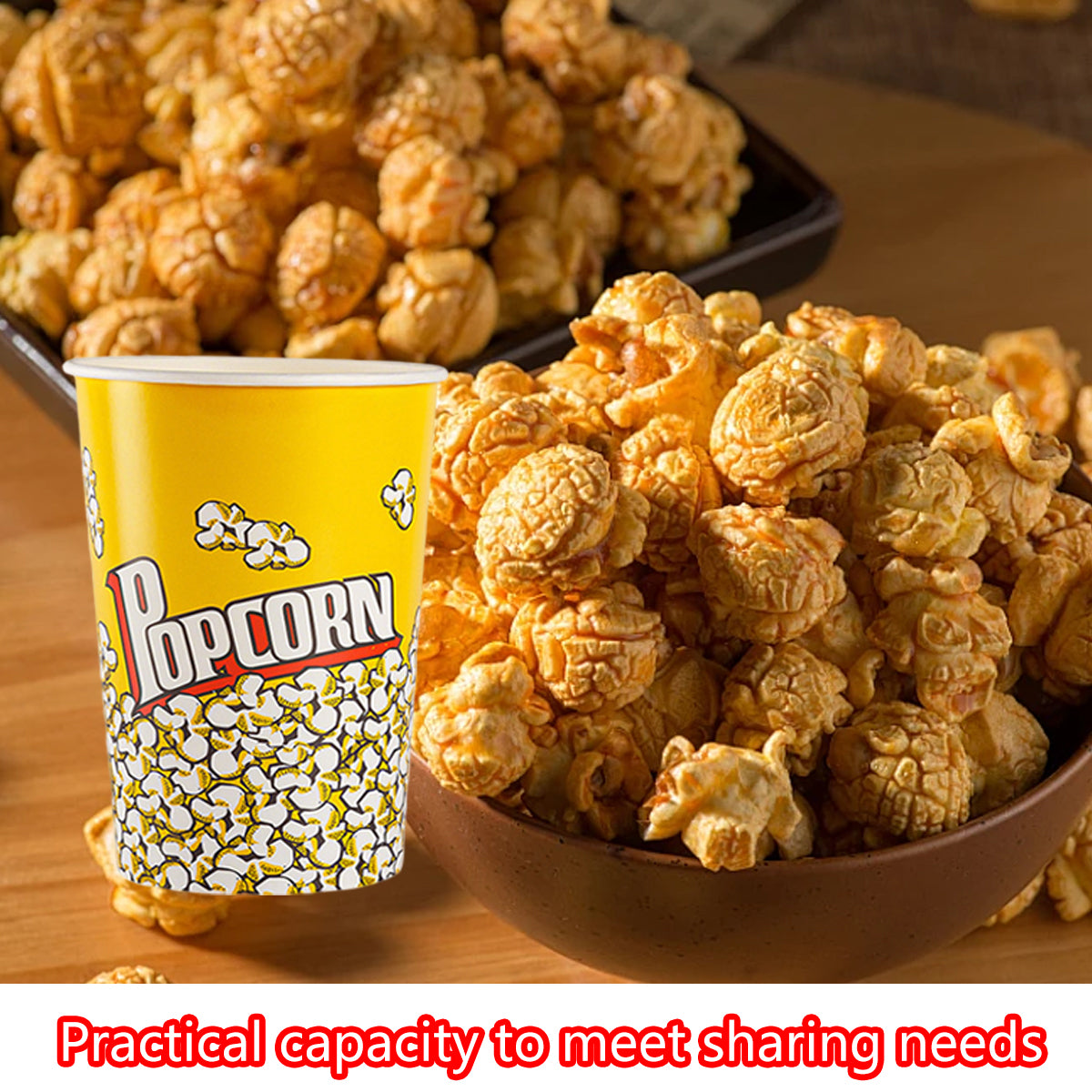 50PCS Disposable Popcorn Buckets Food Grade Paper Snack Containers