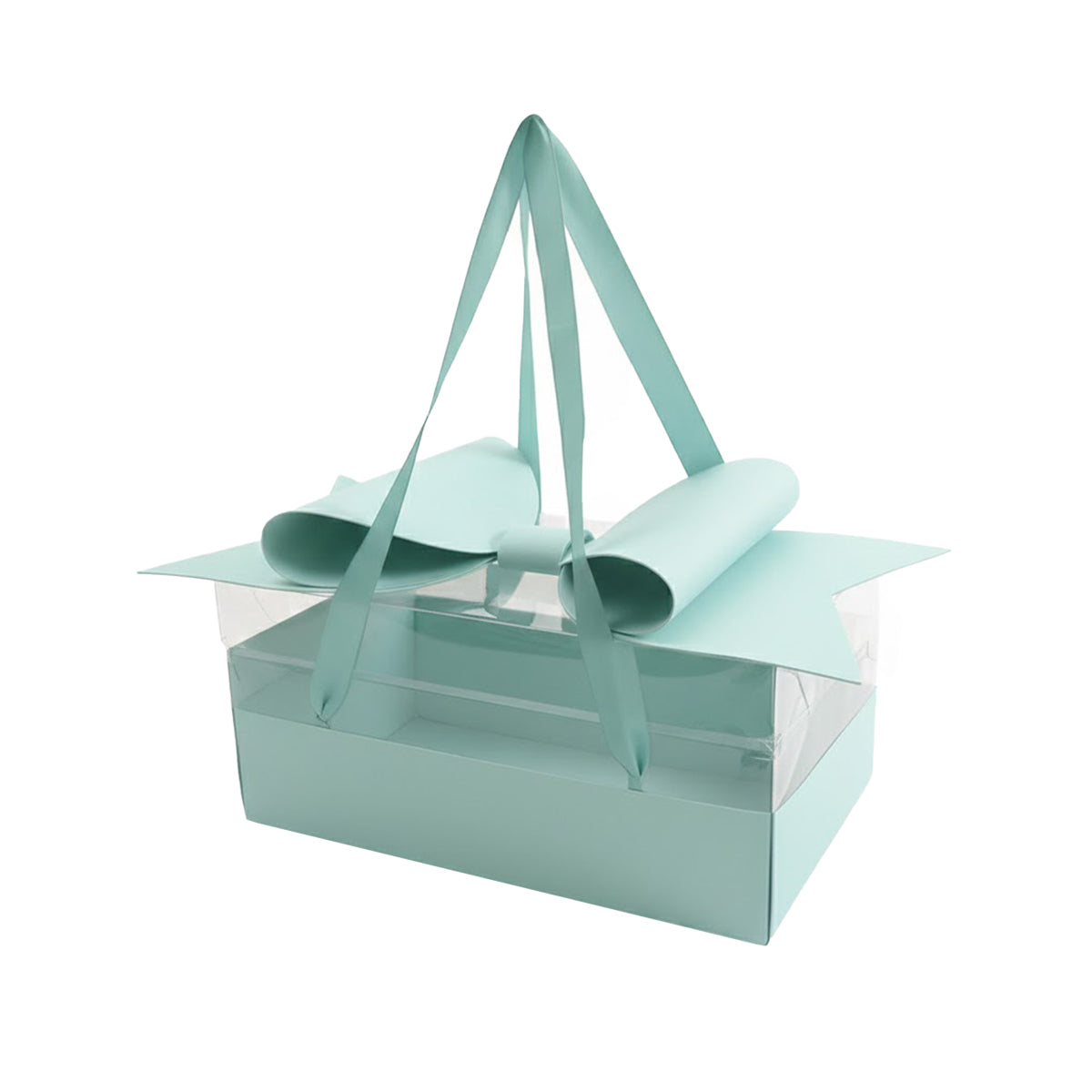 5PCS Transparent PVC Bow Gift Box with Ribbon Handles for Wedding