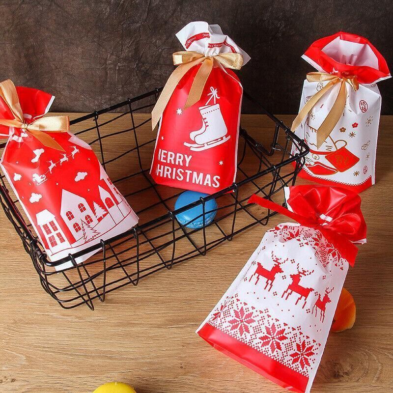 Christmas-themed candies in festive lolly bags