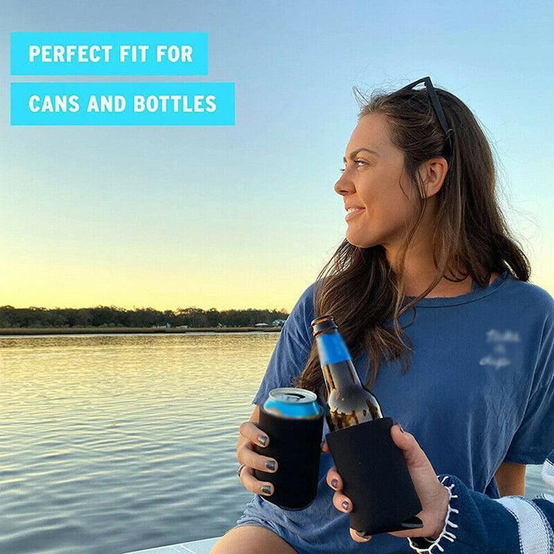 Foldable Can Sleeves 10-50PCS Black Neoprene Beer Coke Cup Sleeves - Discount Packaging Warehouse