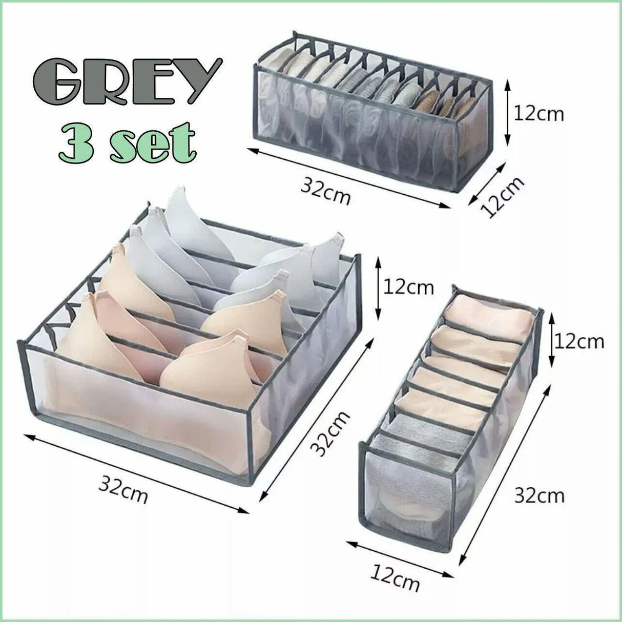 Foldable Drawer Organiser 1-3PCS 3Sizes 2Colours Wardrobe Storage Box - Discount Packaging Warehouse
