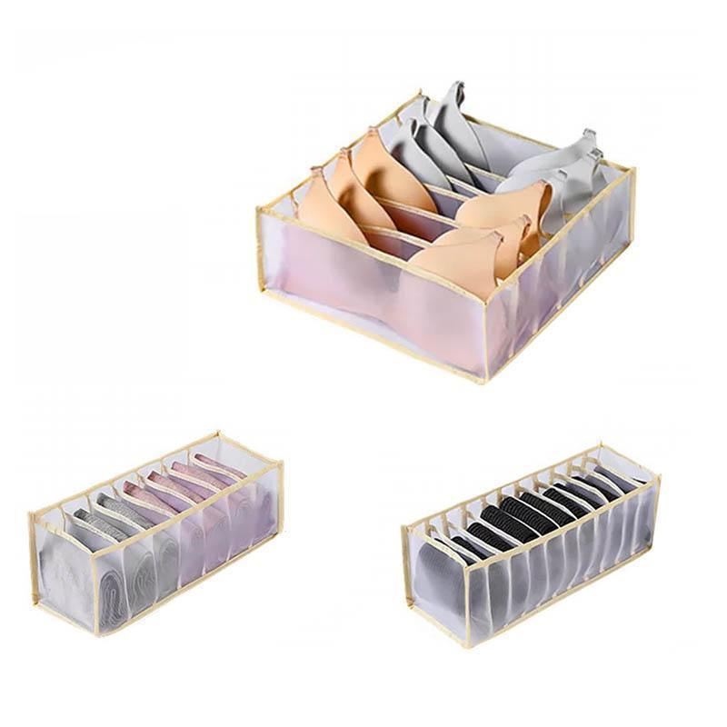 Foldable Drawer Organiser 1-3PCS 3Sizes 2Colours Wardrobe Storage Box - Discount Packaging Warehouse