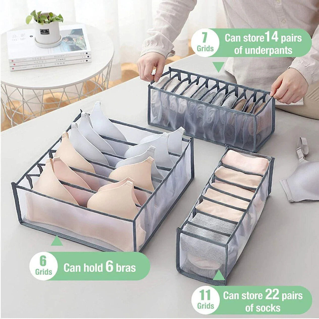 Foldable Drawer Organiser 1-3PCS 3Sizes 2Colours Wardrobe Storage Box - Discount Packaging Warehouse