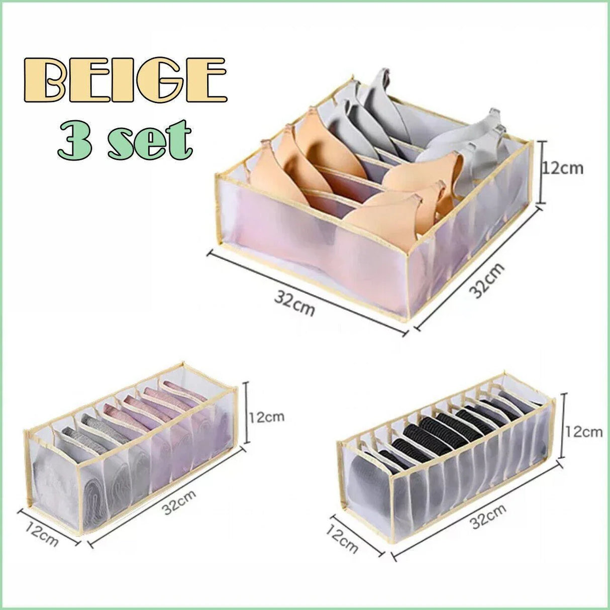 Foldable Drawer Organiser 1-3PCS 3Sizes 2Colours Wardrobe Storage Box - Discount Packaging Warehouse