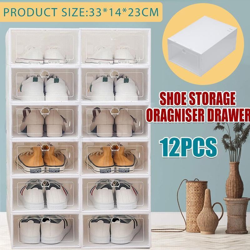 Foldable Shoe Storage Boxes 12PCS 33x23x14cm PP - Discount Packaging Warehouse