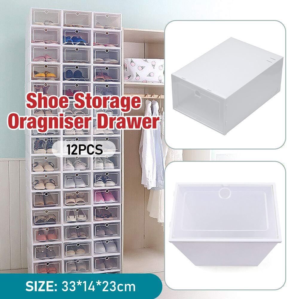 Foldable Shoe Storage Boxes 12PCS 33x23x14cm PP - Discount Packaging Warehouse
