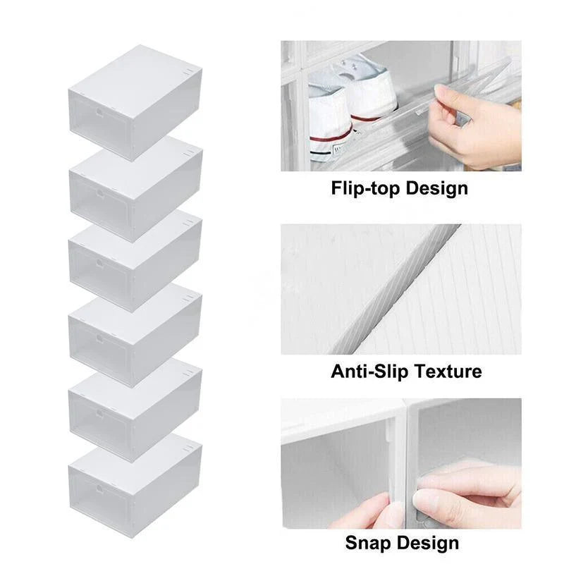 Foldable Shoe Storage Boxes 12PCS 33x23x14cm PP - Discount Packaging Warehouse