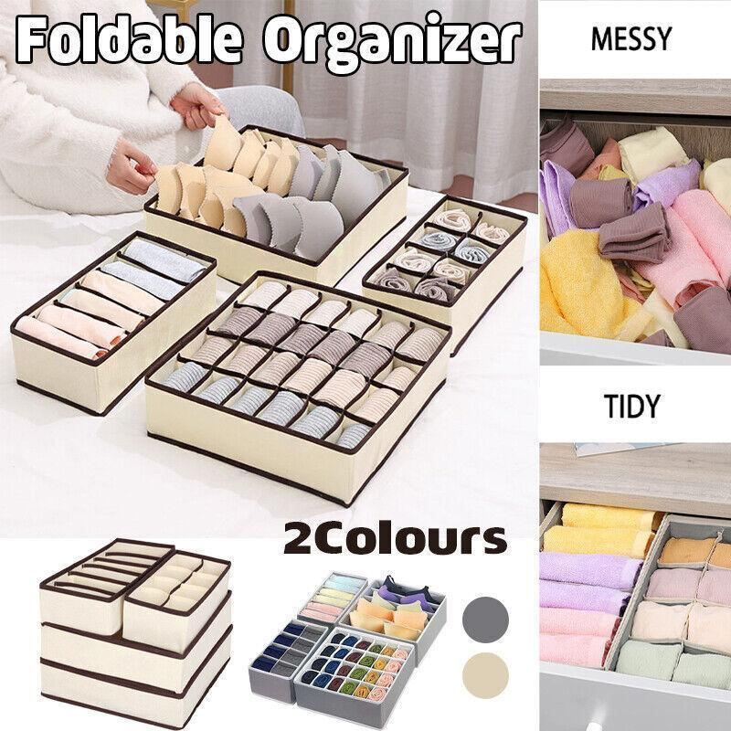 Foldable Storage Drawer Organizer Set 4PCS/Set 2Colours Non-woven Fabric - Discount Packaging Warehouse