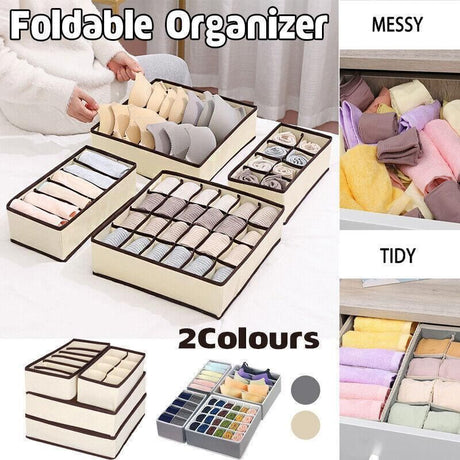 Foldable Storage Drawer Organizer Set 4PCS/Set 2Colours Non-woven Fabric - Discount Packaging Warehouse