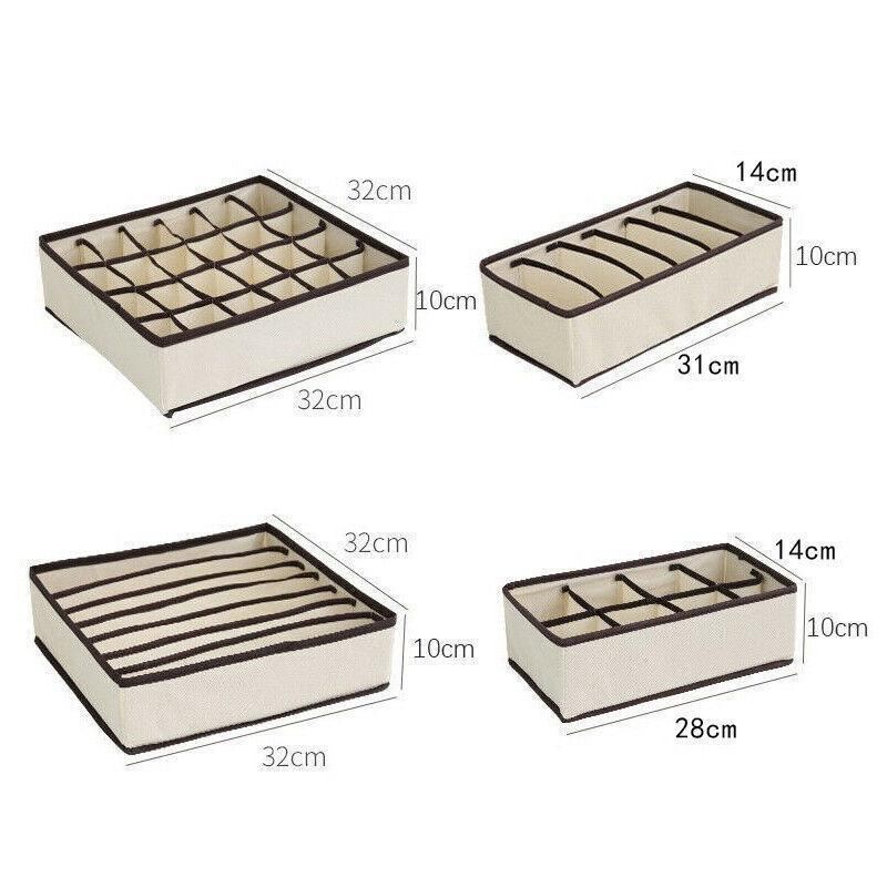 Foldable Storage Drawer Organizer Set 4PCS/Set 2Colours Non-woven Fabric - Discount Packaging Warehouse