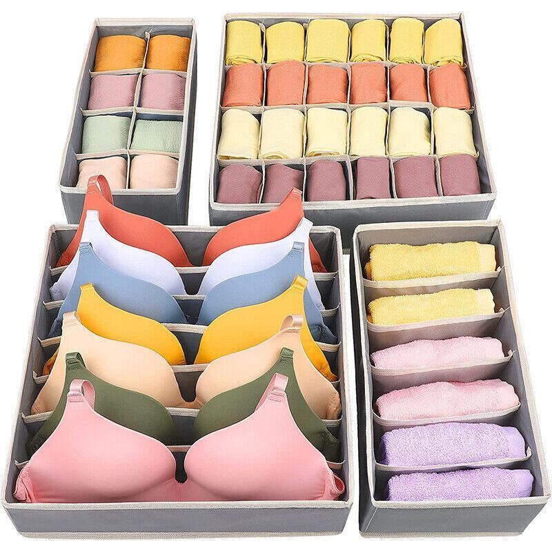 Foldable Storage Drawer Organizer Set 4PCS/Set 2Colours Non-woven Fabric - Discount Packaging Warehouse